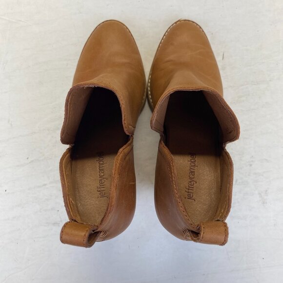 Jeffrey Campbell Rosalee Bootie Tan Stacked Block Heel Size 8.5,Ankle Shoes - Picture 6 of 15